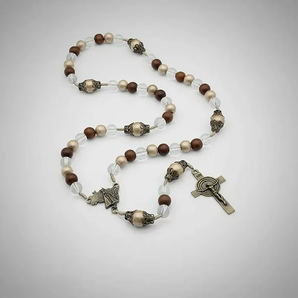 Terço Nossa Senhora Aparecida 8mm Com Mapa Brasil - Canela