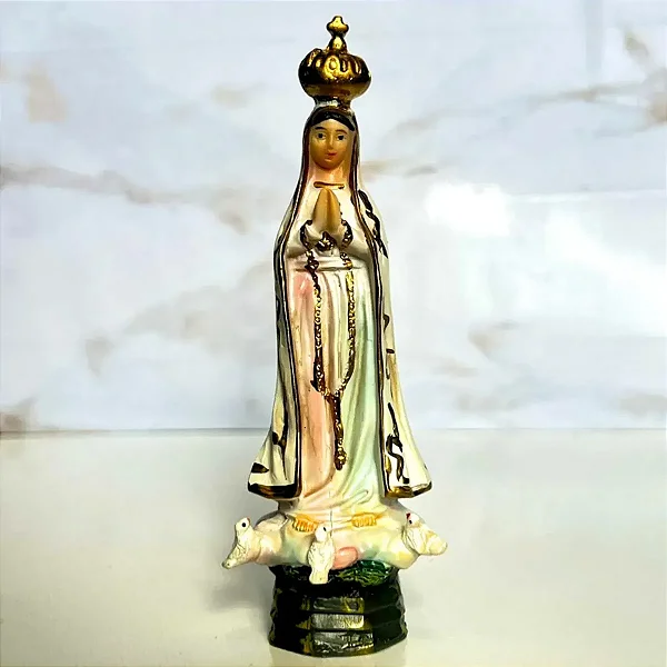 Imagem Nossa Senhora De Fátima 10cm Resina Di Angelo