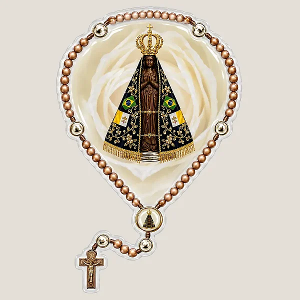 Colante Adesivo Resina Terço Nossa Senhora Aparecida 12cm