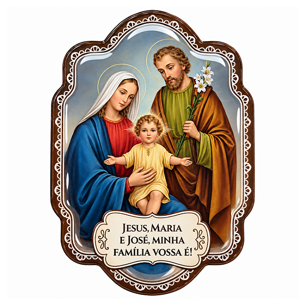 Colante Adesivo Resina Sagrada Familia Jesus Maria José 8cm