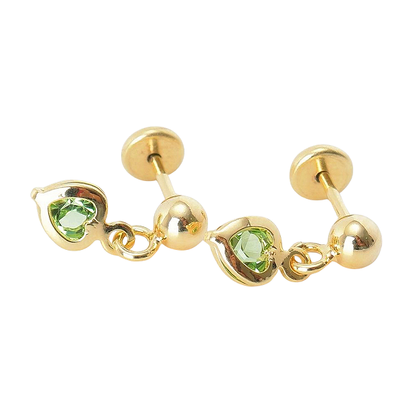 Brinco Baby Bolinha Pedra 3mm Folheado a Ouro