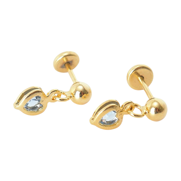 Brinco Baby Bolinha Pedra 3mm Folheado a Ouro