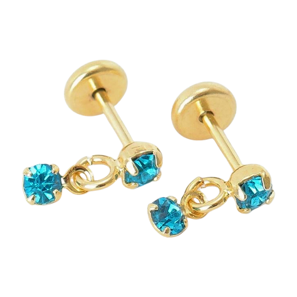 Brinco Baby Pedra Com Pedra 2,5mm Folheado a Ouro