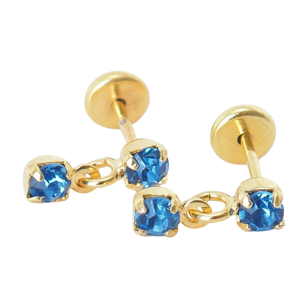 Brinco Baby Pedra com Pedra 2,75mm Folheado a Ouro