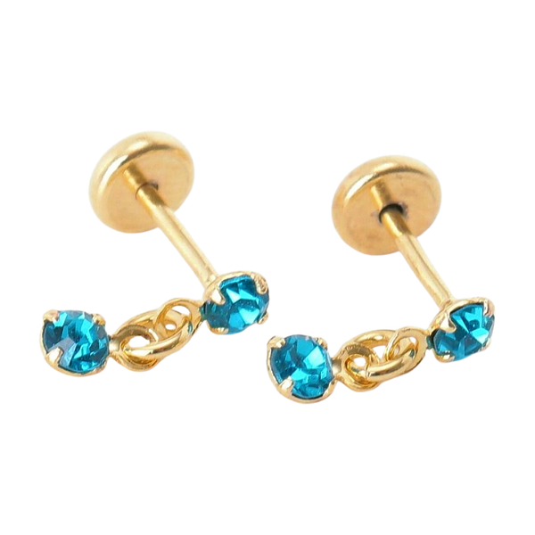 Brinco Baby com Pedra e Pedra 2,5mm Folheado a Ouro