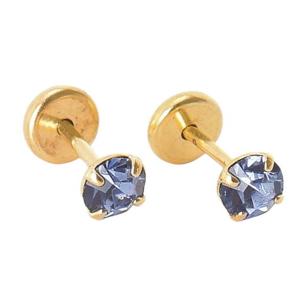 Brinco Baby com Pedra 3,5mm Folheado a Ouro