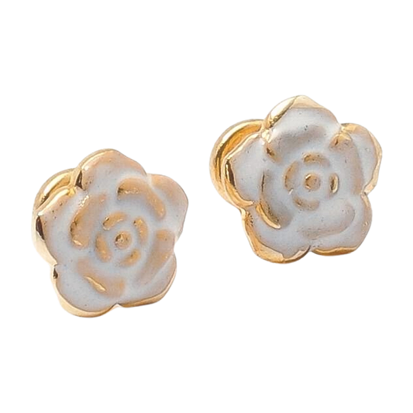 Brinco Baby Flor Camélia Folheado a Ouro