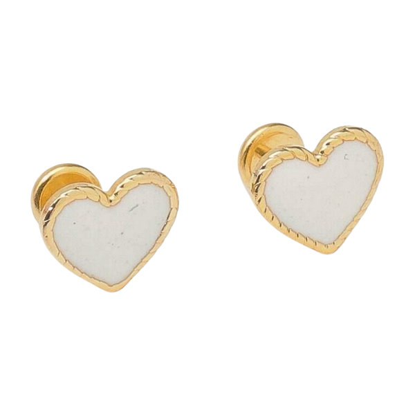 Brinco Baby Coração com Borda Torcida Folheado a Ouro