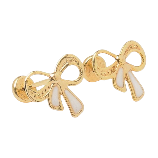 Brinco Baby Laço de Resina Folheado a Ouro