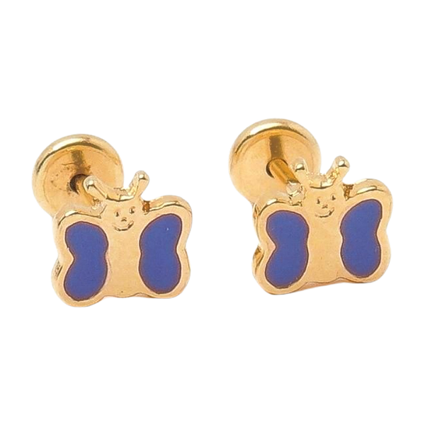 Brinco Baby Borboleta em Resina Folheado a Ouro