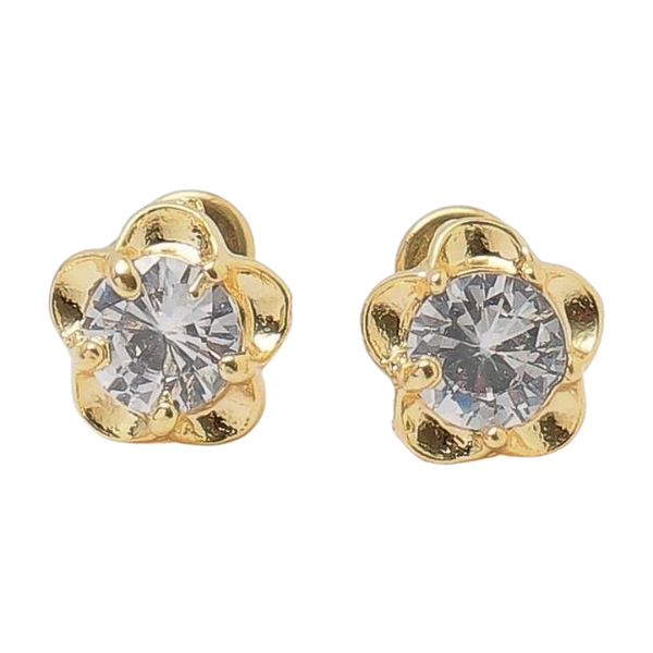 Brinco Baby Roseta Pedra 5mm Folheado a Ouro