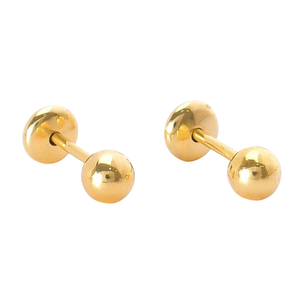 Brinco Baby Bolinha 3,5mm Folheado a Ouro