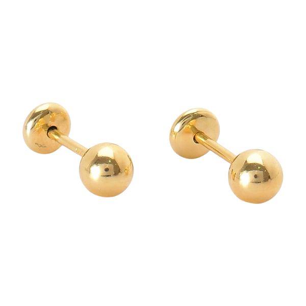 Brinco Baby Bolinha 4mm Folheado a Ouro
