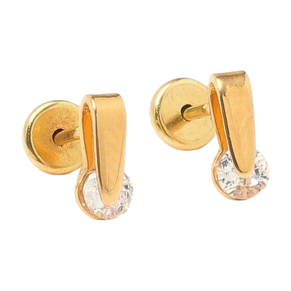 Brinco Baby Pedra Cristal U 3mm Folheado a Ouro