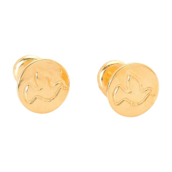 Brinco Baby Redondo Pássaro da Paz Folheado a Ouro