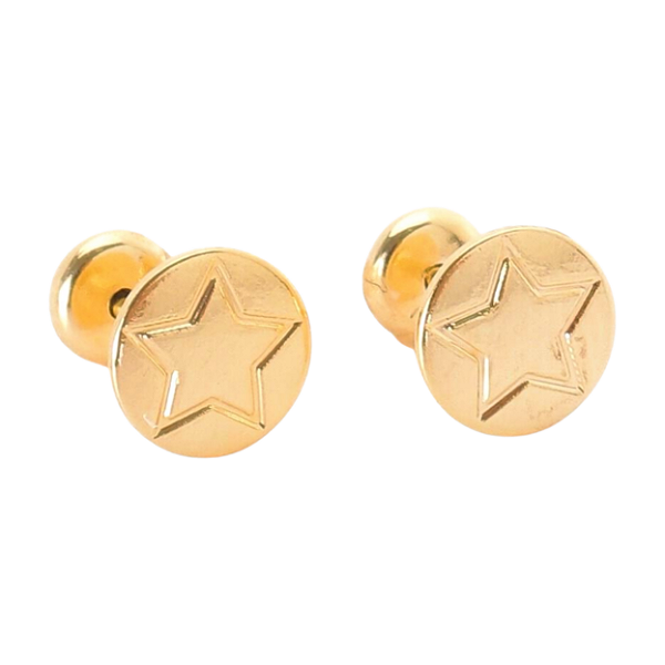 Brinco Baby Redondo Estrela Folheado a Ouro