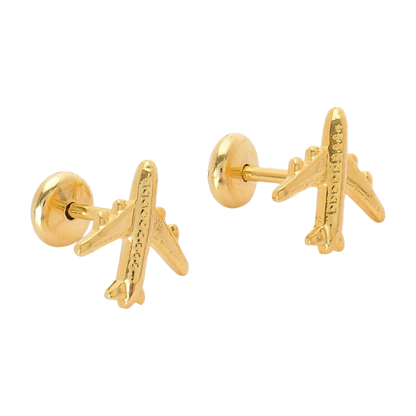 Brinco Baby Avião Folheado a Ouro