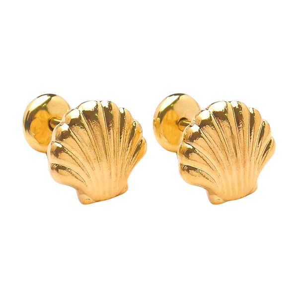 Brinco Baby Concha Pequena Folheado a Ouro