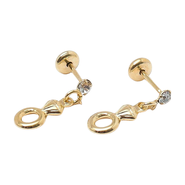 Brinco Baby Anel com Pedra 2,5mm Folheado a Ouro