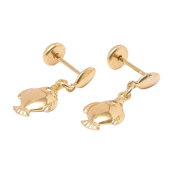 Brinco Peixe com Argolinha Folheado a Ouro