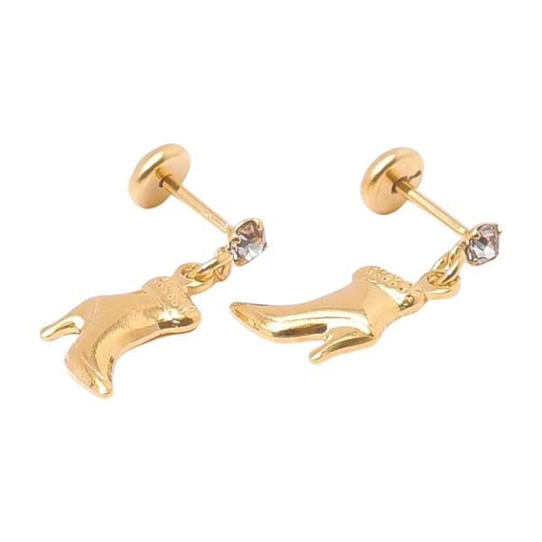 Brinco Bota com Argolinha Folheada a Ouro