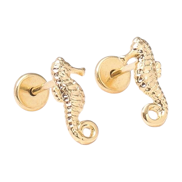 Brinco Cavalo Marinho Folheado a Ouro