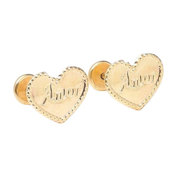 Brinco Coração Amor Folheado a Ouro