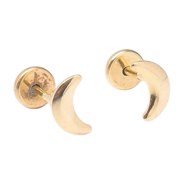 Brinco Meia Lua Fina Folheada a Ouro