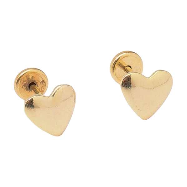 Brinco Coração Largo Folheado a Ouro