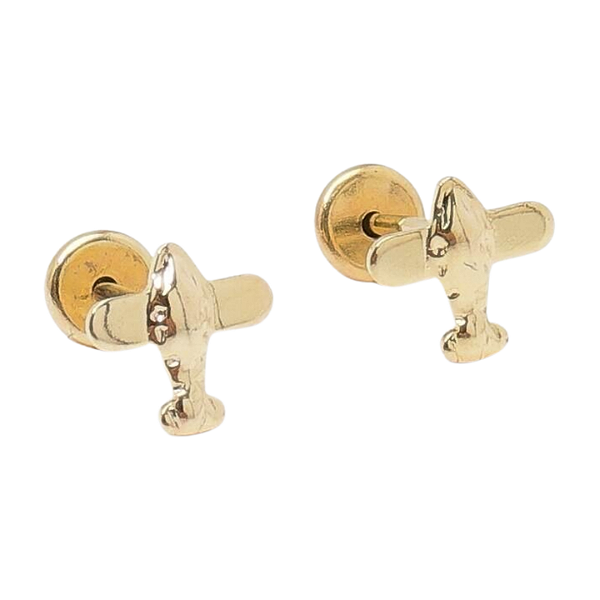 Brinco Avião Folheado a Ouro