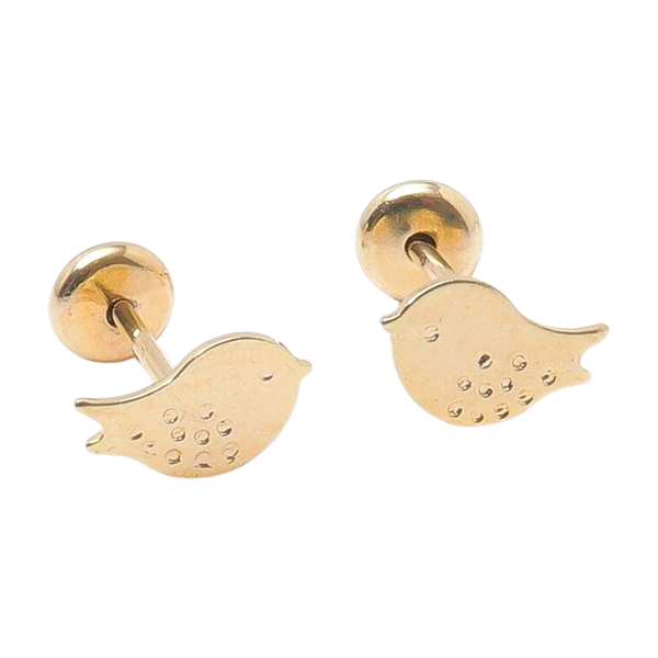 Brinco Baby Passarinho Folheado a Ouro