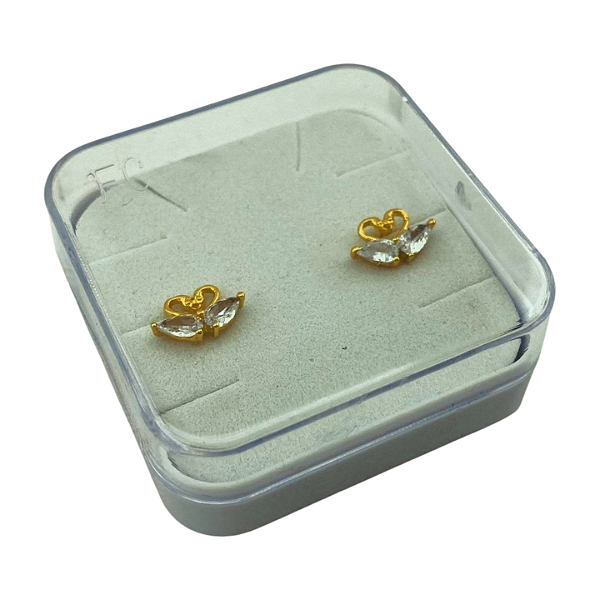 Brinco Baby Casal Cisne Folheado a Ouro
