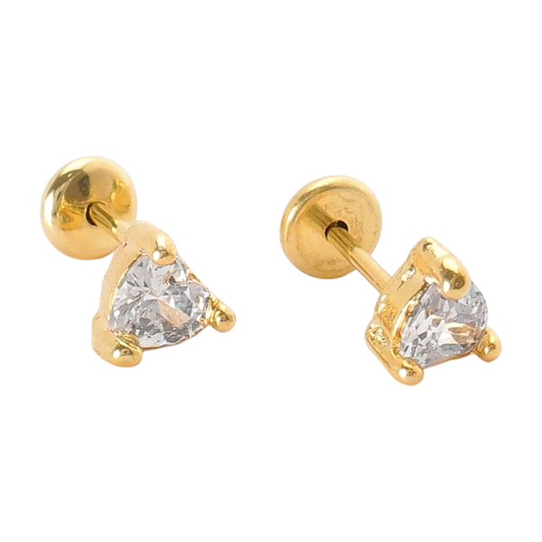 Brinco Baby Solitário Zircônia Folheado a Ouro