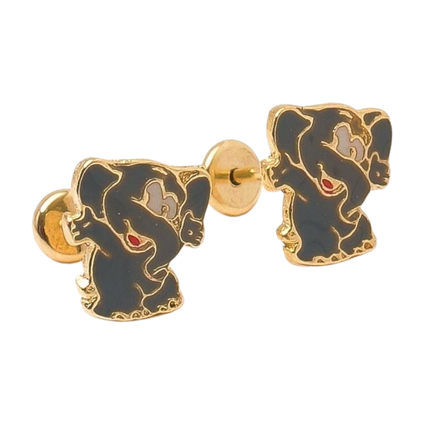 Brinco Baby Elefantinho em Resina Folheado a Ouro