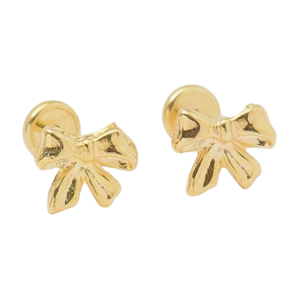 Brinco Baby Lacinho Folheado a Ouro