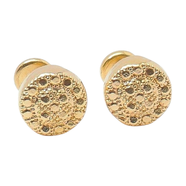 Brinco Baby Redondinho Cracrelado Folheado a Ouro