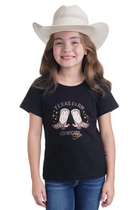 CAMISETA JUVENIL FEMININA TEXAS FARM COD 3066 PRETO