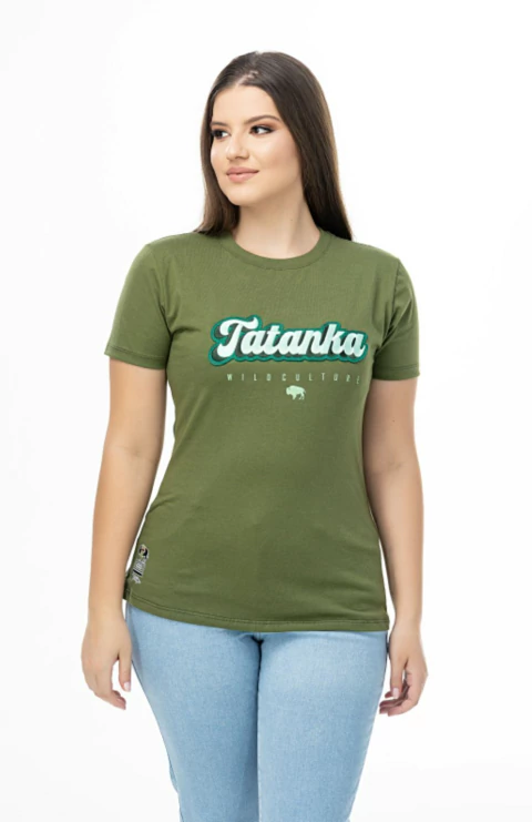 CAMISETA FEMININA TATANKA BORDADA WILD CULTURE VERDE MUSGO COD 3428