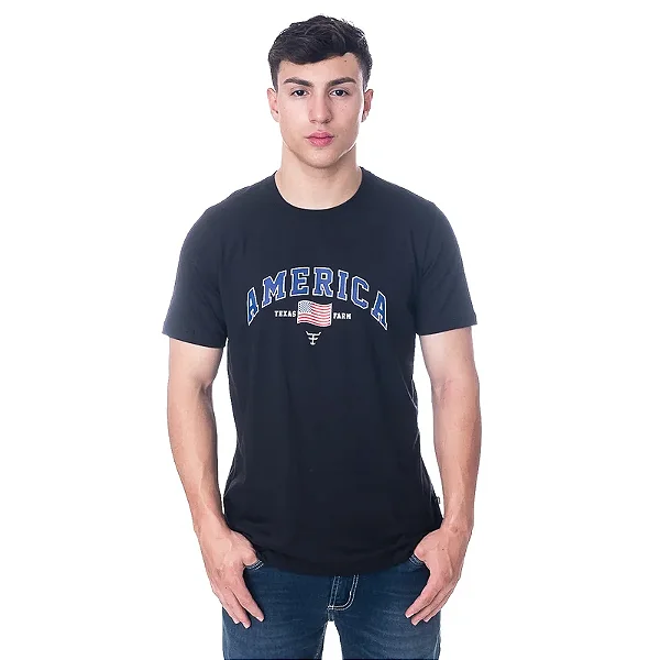 CAMISETA MASCULINA TEXAS FARM/ PRETO