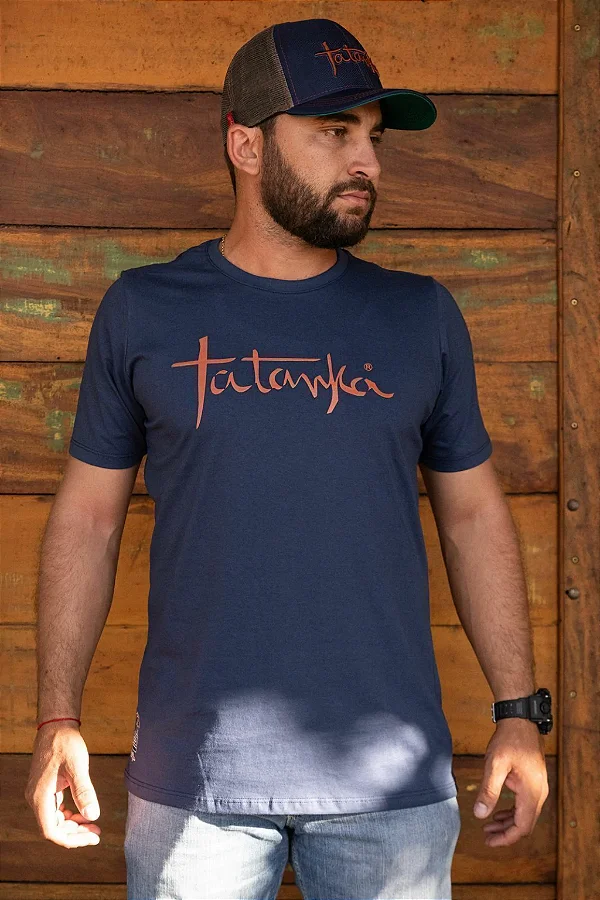 CAMISETA MASCULINA TATANKA PRETO/LARANJA