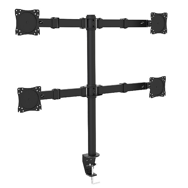 Suporte Ergonômico Tipo Torre Multiarticulado de Mesa, 4 Monitores 14" a 27", Giro 360°, Até 5kg/Tela, Preto, F50X4, ELG