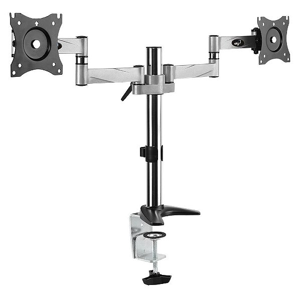 Suporte Ergonômico Tipo Torre Multiarticulado de Mesa, Para 2 Monitor 14" a 27", Suporta 8kg por Tela, Preto, F50D, ELG