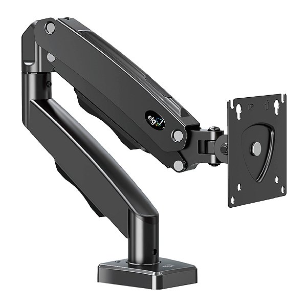 Suporte Ergonômico de Mesa para Monitor 17" a 35", Pistão a Gás, Suporte Até 9kg, VESA 75-100, Preto, F80N, ELG