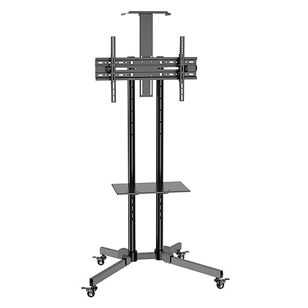 Suporte Pedestal Móvel para TV, 32" a 75", Suporte Até 50kg, Altura Ajustável, Inclinação, Rodízios, Preto, A06V6_S, ELG