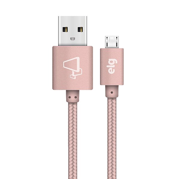Cabo Micro USB, Sincronização e Recarga 12W 2.4A, Nylon Trançado Reforçado, 1 metro, Rose Gold, M510BRG, ELG