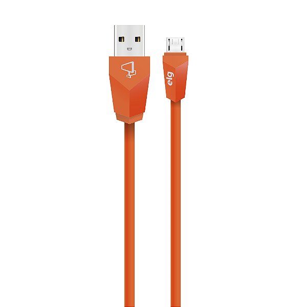 Cabo Micro USB, Sincronização e Recarga 12W 2.4A, Textura Suave ao Toque com Blindagem, 1,8 metro, Laranja, M518LR, ELG