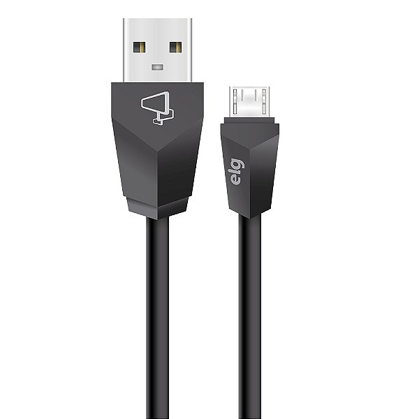 Cabo Micro USB, Sincronização e Recarga 12W 2.4A, Textura Suave ao Toque com Blindagem, 1,8 metro, Preto, M518, ELG