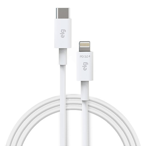 Cabo USB-C para Lightning, Sincronização e Recarga 20W 3A, 2 metros, Branco, L810PD, ELG
