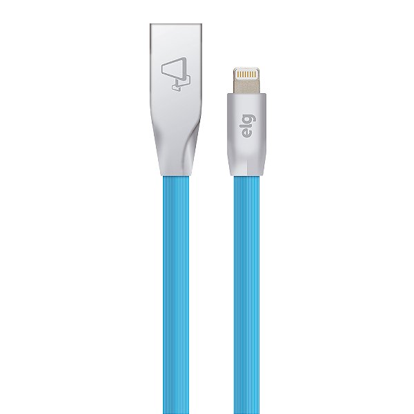 Cabo Lightning, Sincronização e Recarga 12W 2.4A, Flat Triangular 5x Mais Resistente, 1 metro, Azul, L810PB, ELG
