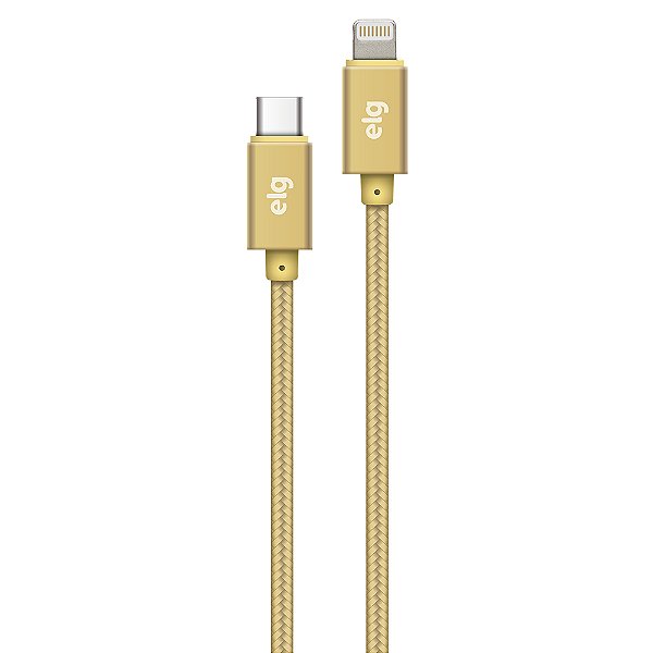 Cabo USB Tipo-C para Lightning, Sincronização e Carga Rápida 15W 3A, Malha Trançada, 1 metro, TCL10BG, ELG